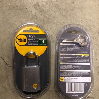 Afbeelding van 48 YALE sloten netjes per stuk in een blisterverpakking. 38 mm. Massief staal. Nummer 4.