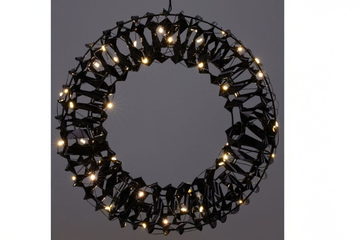 Afbeelding van Verlichte Krans – 30 cm – Shiny Black – 50 LED