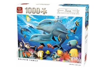 Afbeelding van Beleef urenlang puzzelplezier met de kleurrijke King legpuzzel ‘Dolfijnen’ – 1000 stukjes vol speelse dolfijnen en betoverende onderwaterdetails!