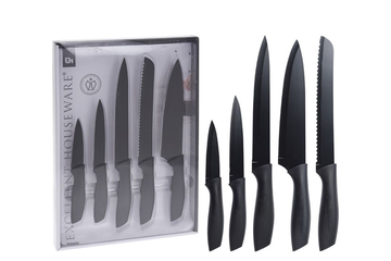 Afbeelding van Messenset Zwart – 5-delige Set | Vlijmscherp & Stijlvol voor Elke Keuken