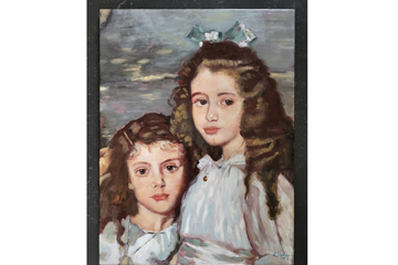 Afbeelding van Schilderij De zusjes -  ca 32 x 45 cm