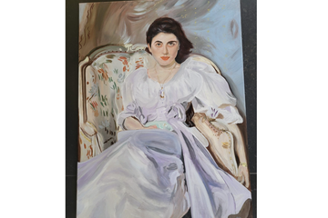 Afbeelding van Schilderij Dame in stoel