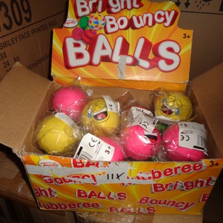 Afbeelding van 24x Smiley face bouncing ball 6cm,