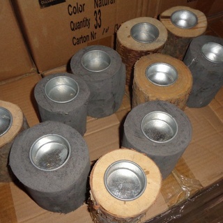 Afbeelding van 24x Houten Waxinelichthouders assorti