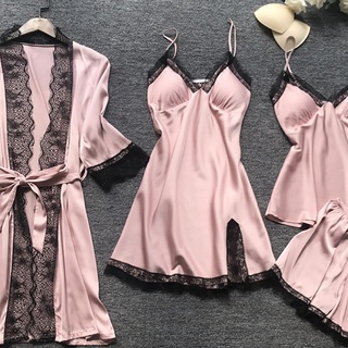 Afbeelding van Nachtkleding set 4 delig - roze - maat L