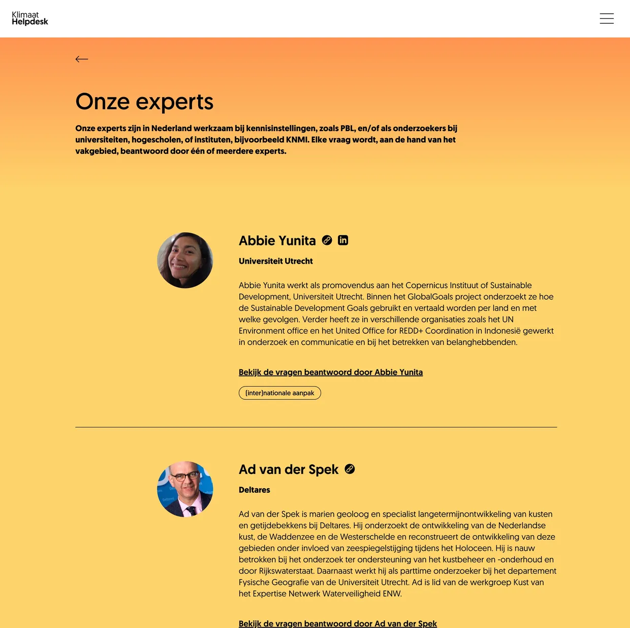 KlimaatHelpdesk Onze experts
