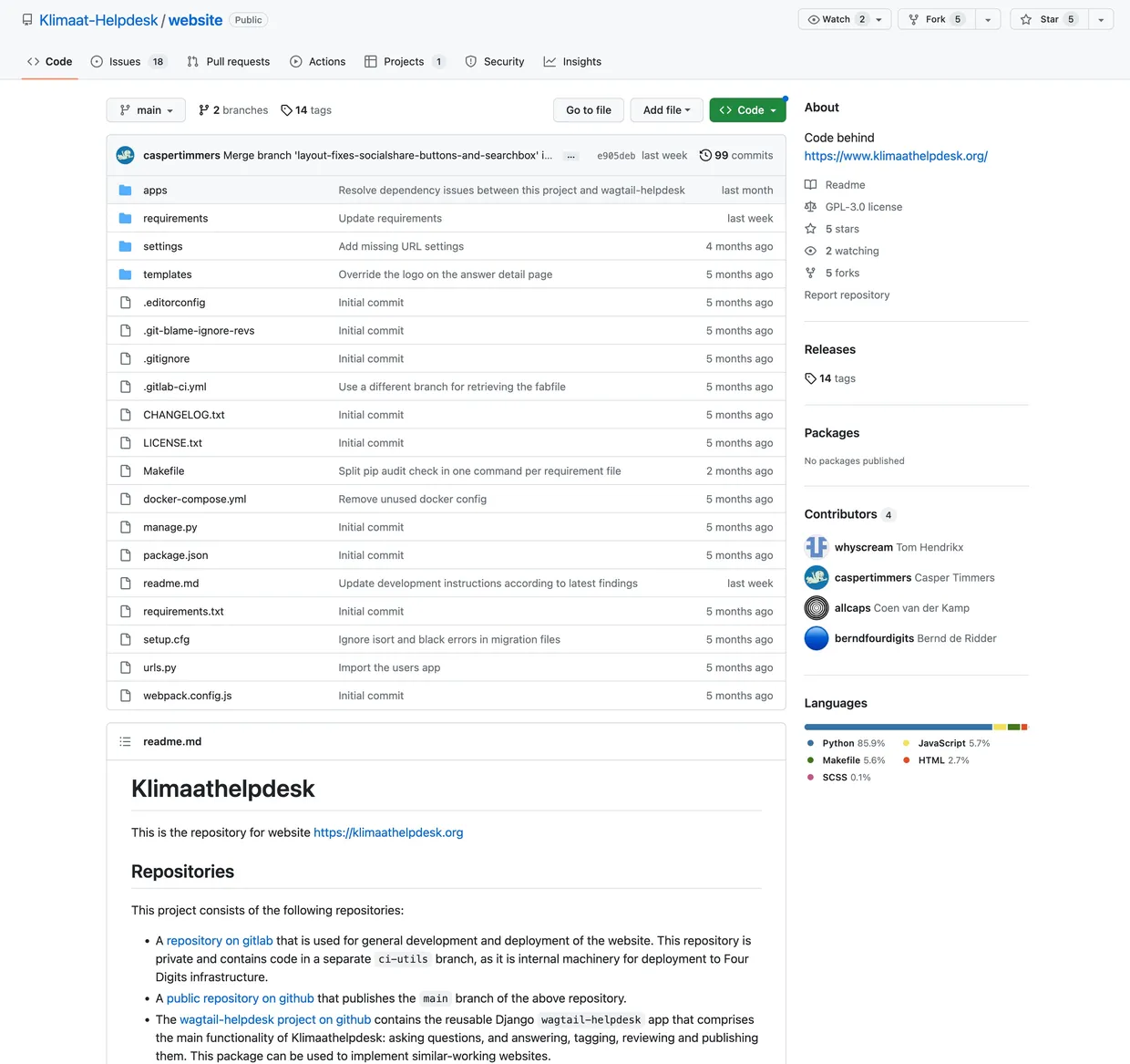 Afbeelding van de Klimaathelpdesk GitHub