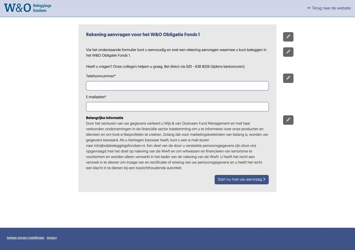 Account application form