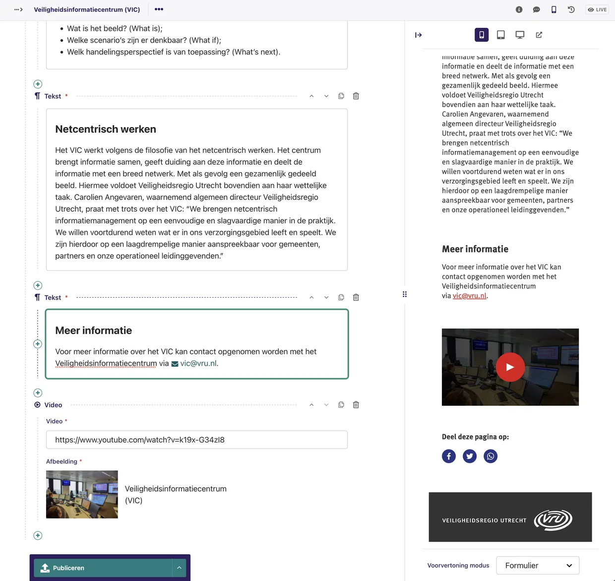Live preview functionaliteit van Wagtail CMS