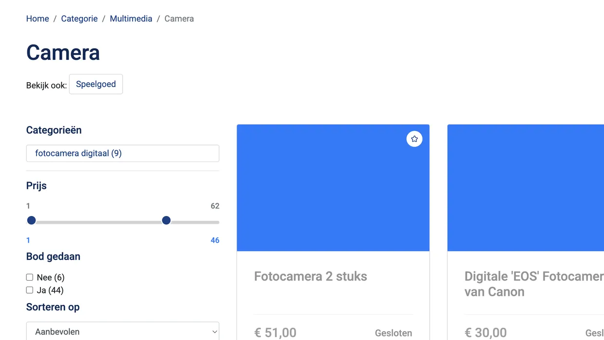 Categorie pagina met Tweakwise geïmplementeerd