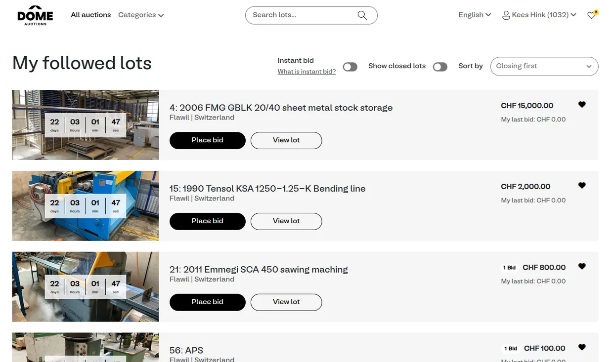 Dome Auctions Favorites