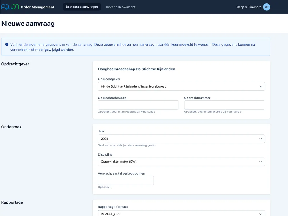 Screenshot of the OMS