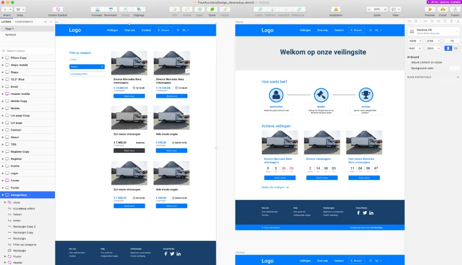 Het ontwerp in Sketch