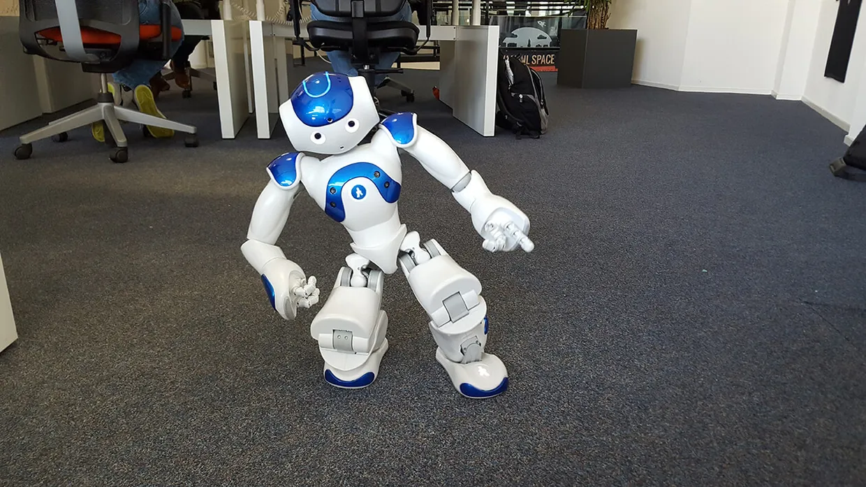 Robot on a break from being trained for the Wagtail commercial