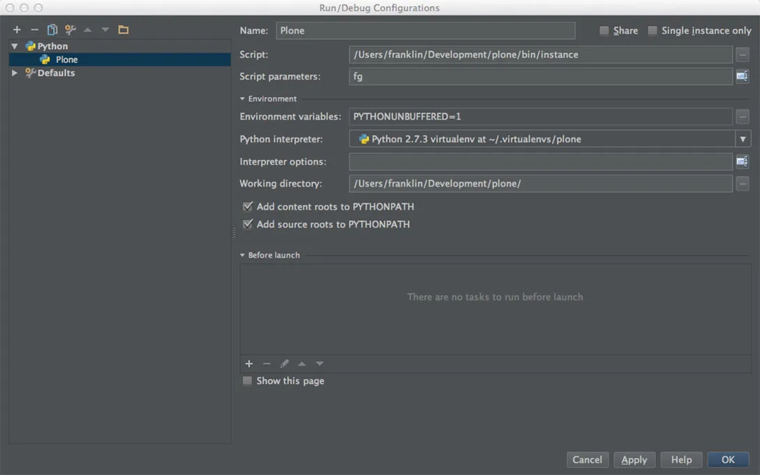 PyCharm Setup Run Configuration