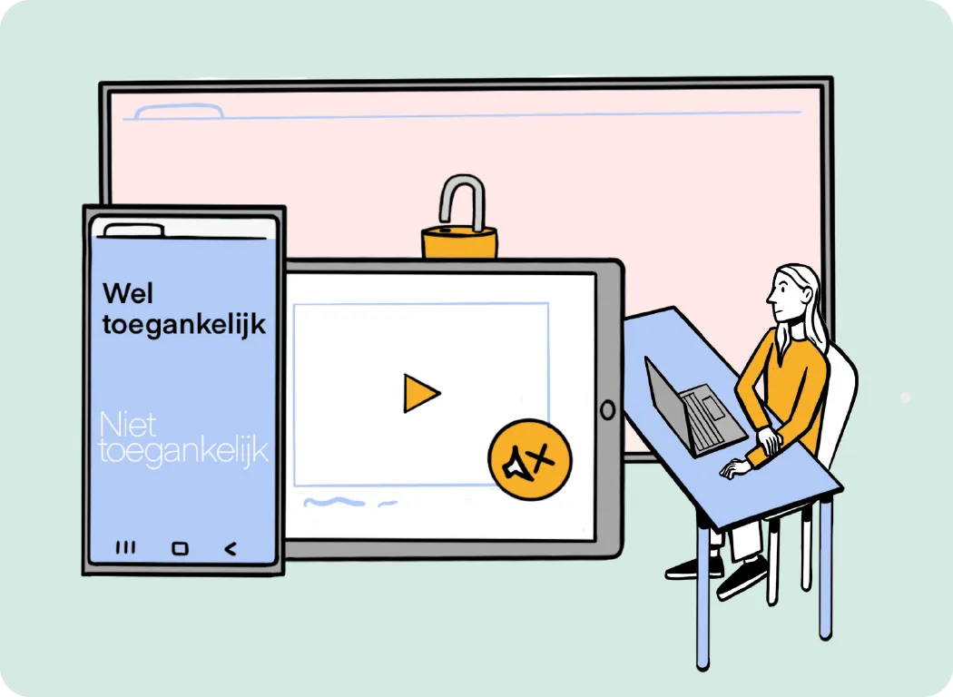 Illustratie van een vrouw achter een computer