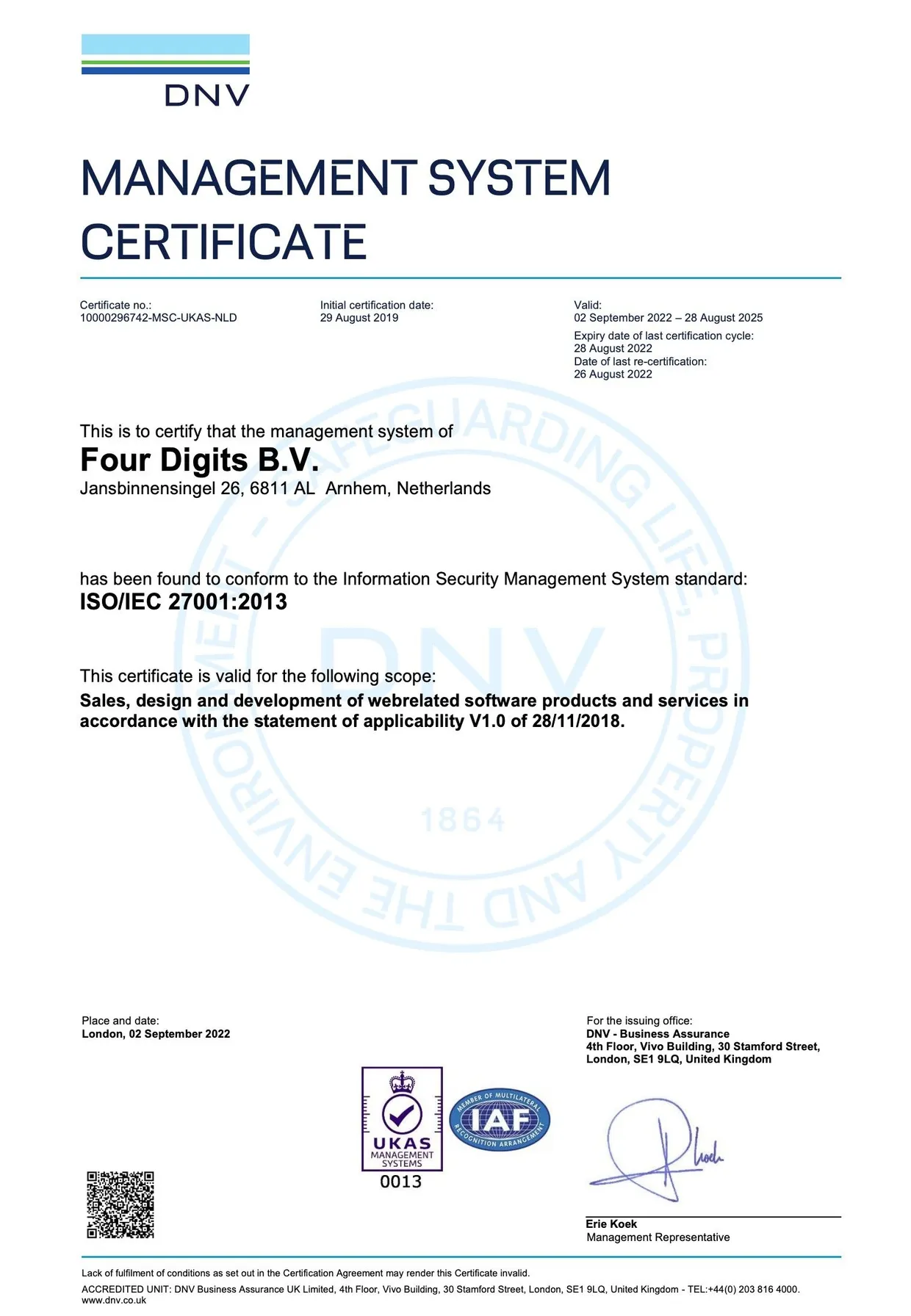 ISO certificate