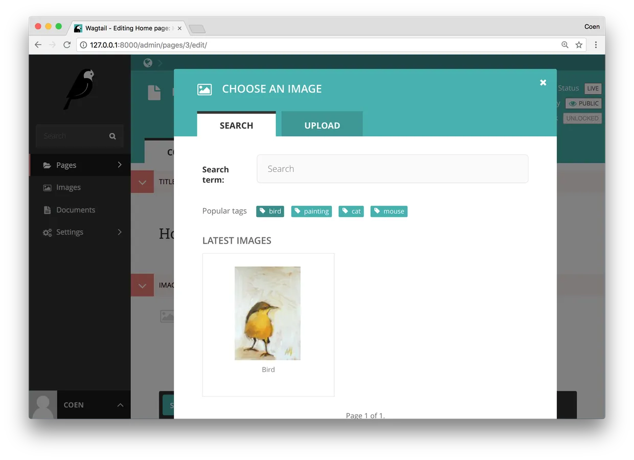 "Wagtail ImageChooser"
