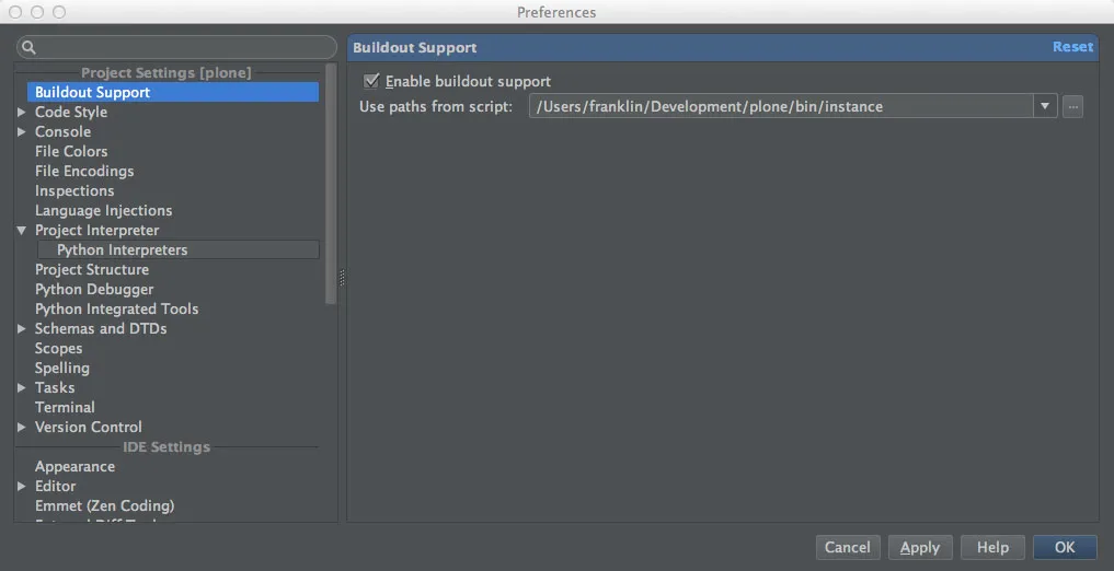PyCharm Buildout Support