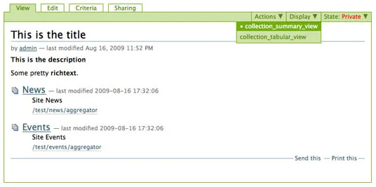 Summary view of collection