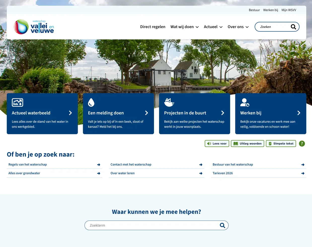 Homepage van Waterschap Vallei Veluwe