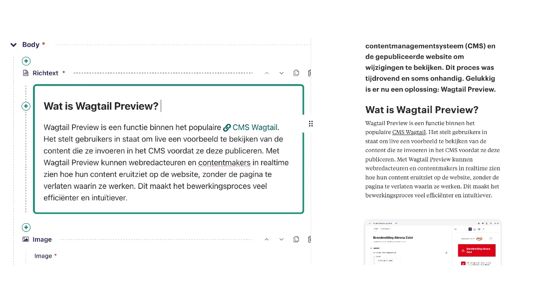 GIF van Wagtail preview aan het werk