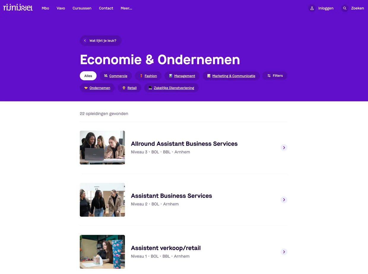 Overzicht interessegebieden op de Rijn IJssel website