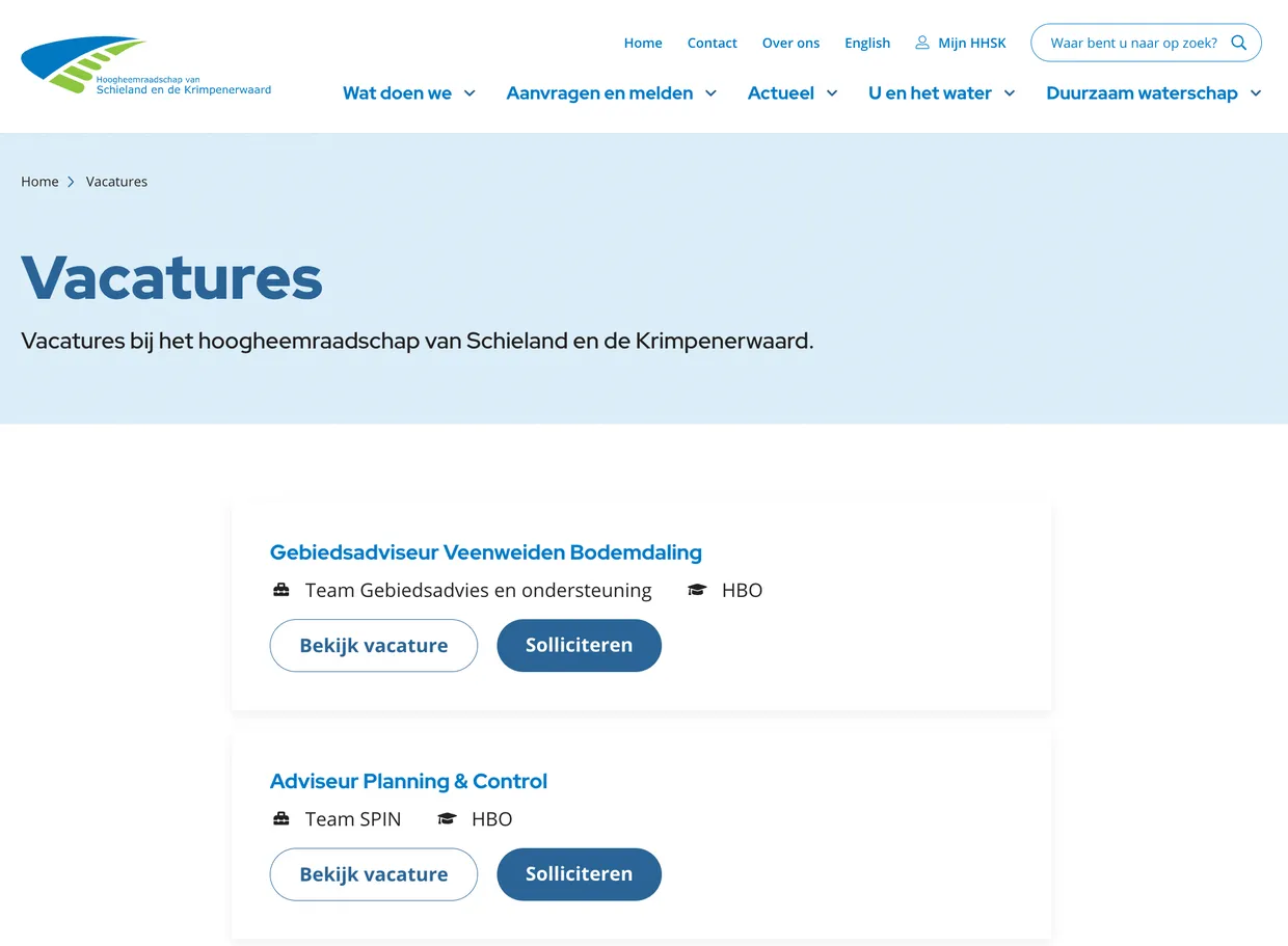 HHSK vacatures vanuit een externe bron.