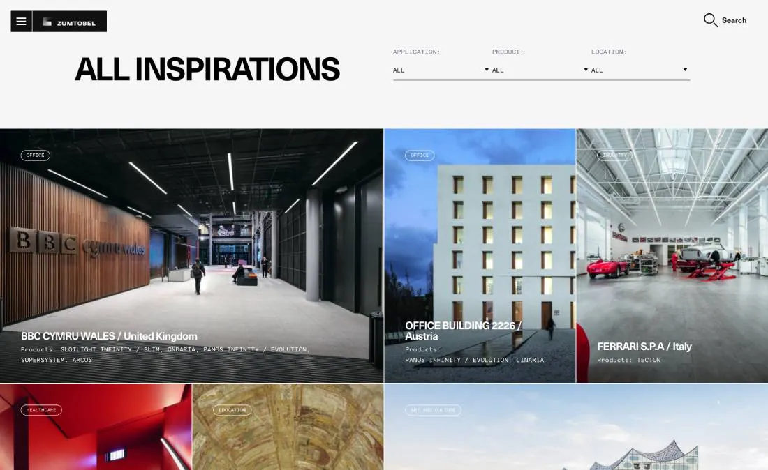 De casestudies op de Zumtobel website