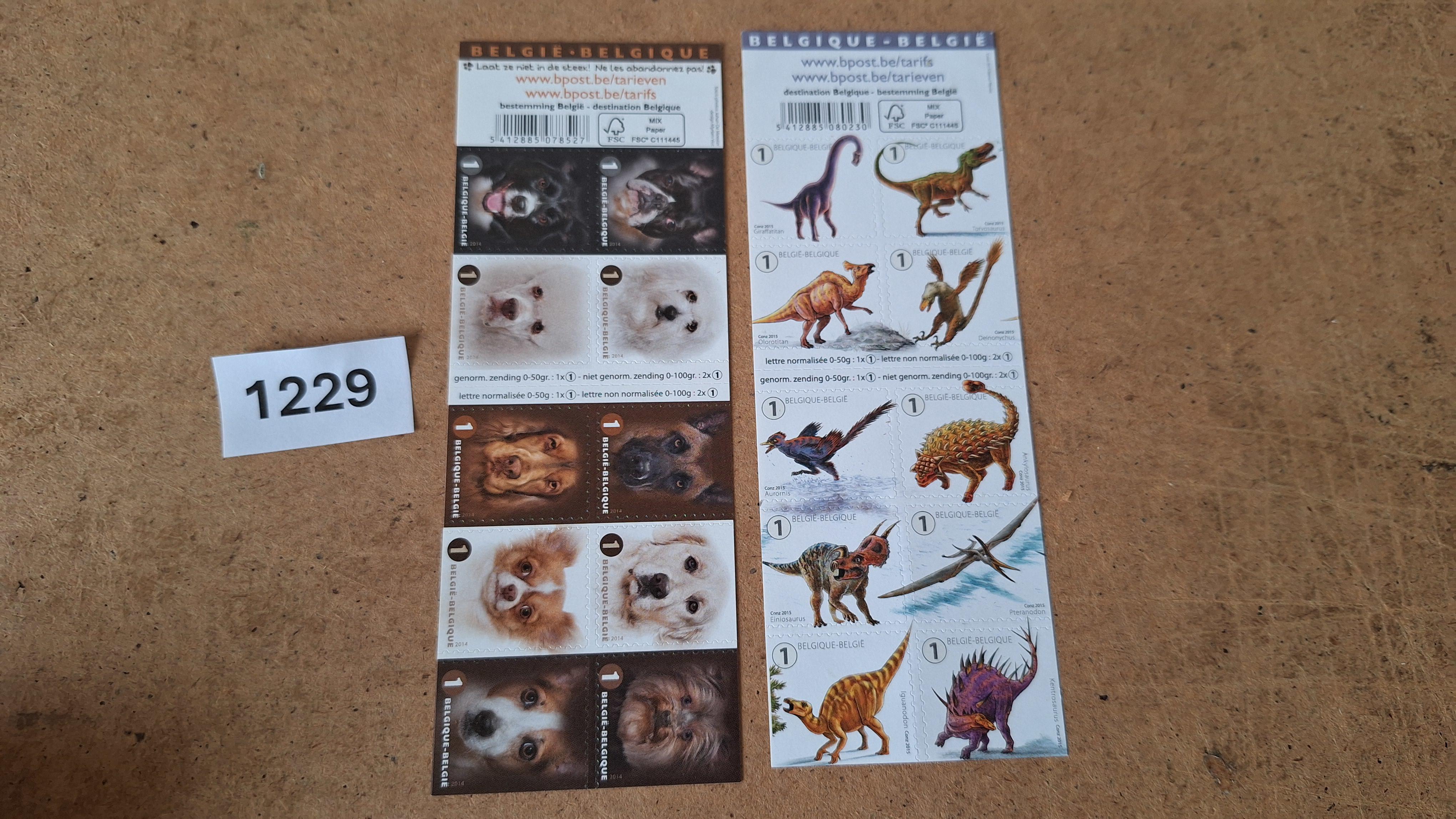 Belgische Postzegelstroken, Honden (2010) en Dinosauriërs (2014). Onbeperkt geldig voor frankering – kavel bij Goeiendeal