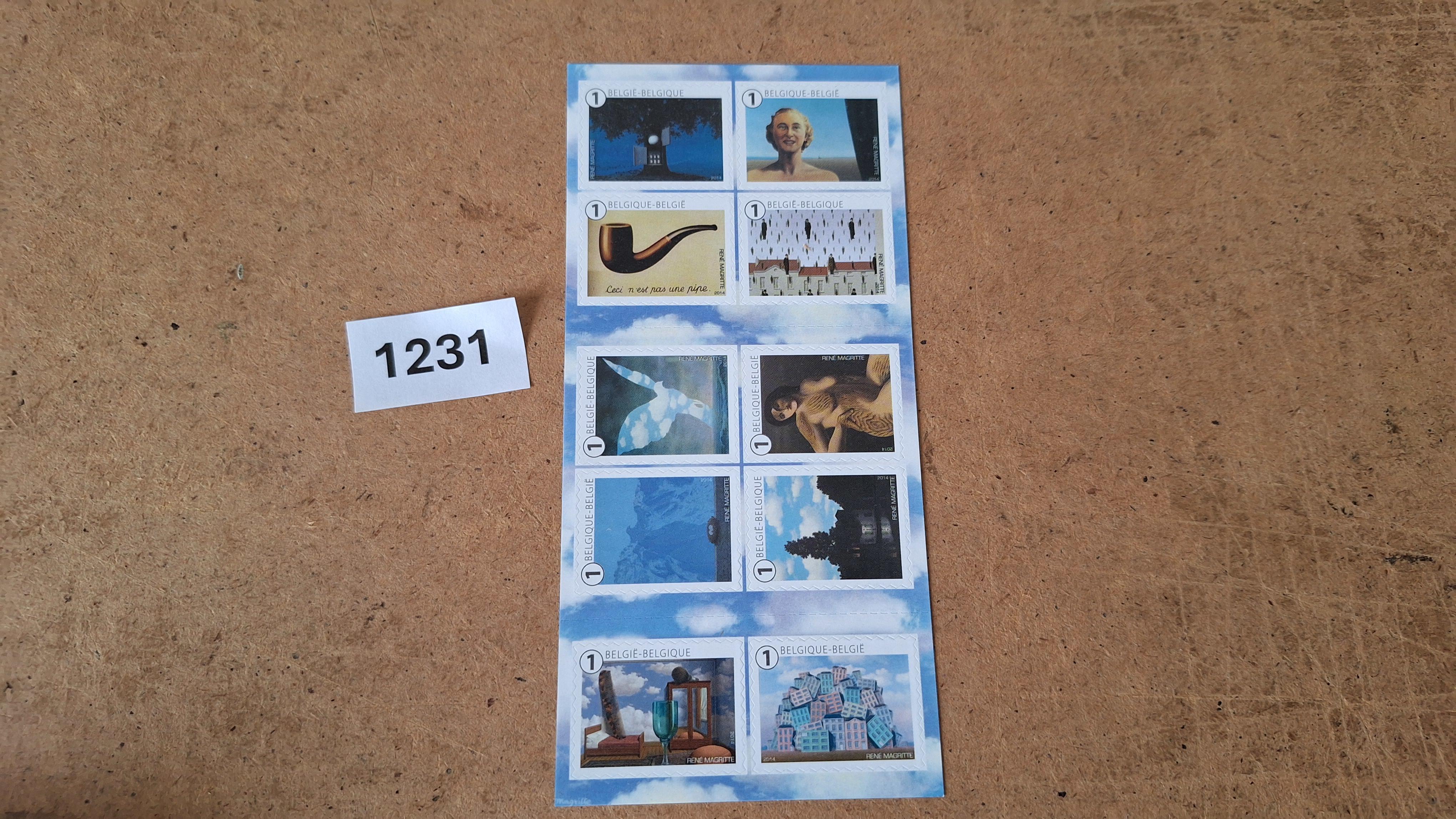 Belgische Postzegelstroken, René Magritte Kunst (2015). Onbeperkt geldig voor frankering – kavel bij Goeiendeal