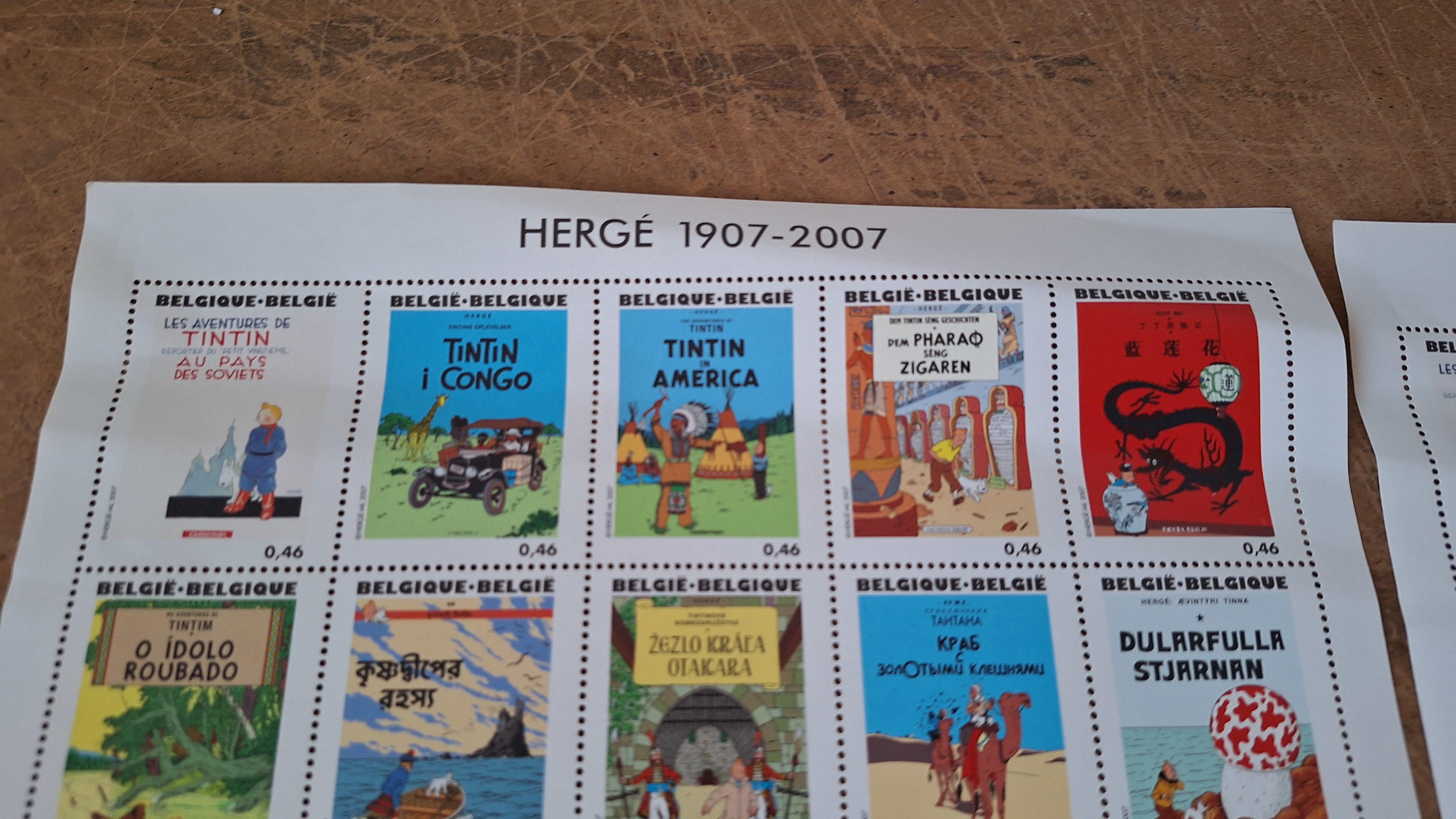 Postzegelvellen Hergé Kuifje (2 stuks) – foto 2 – kavel bij Goeiendeal