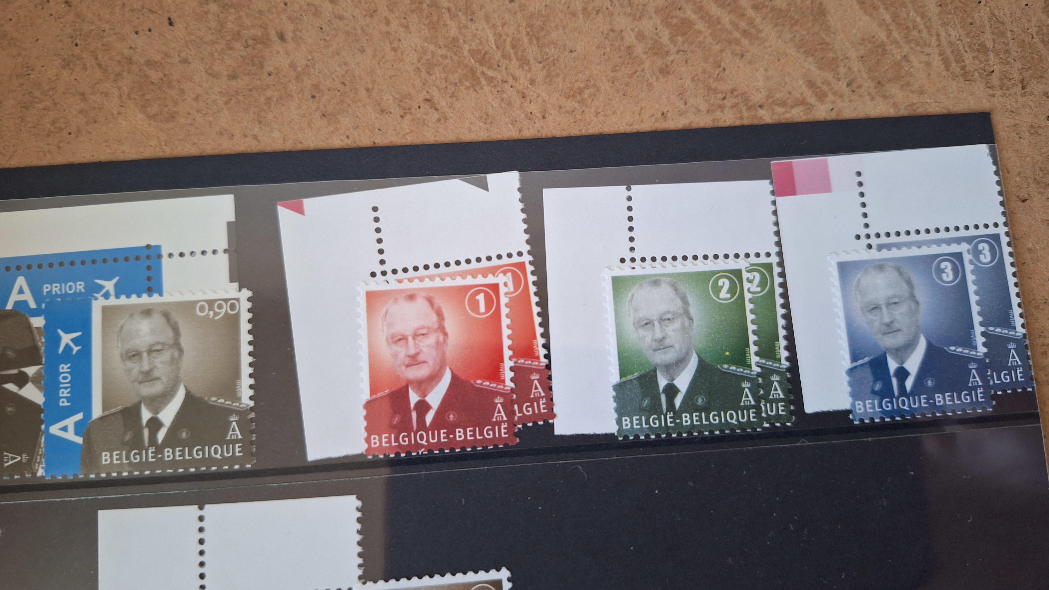 Losse postzegels Koning Albert II met waardenummers en prior – foto 3 – kavel bij Goeiendeal