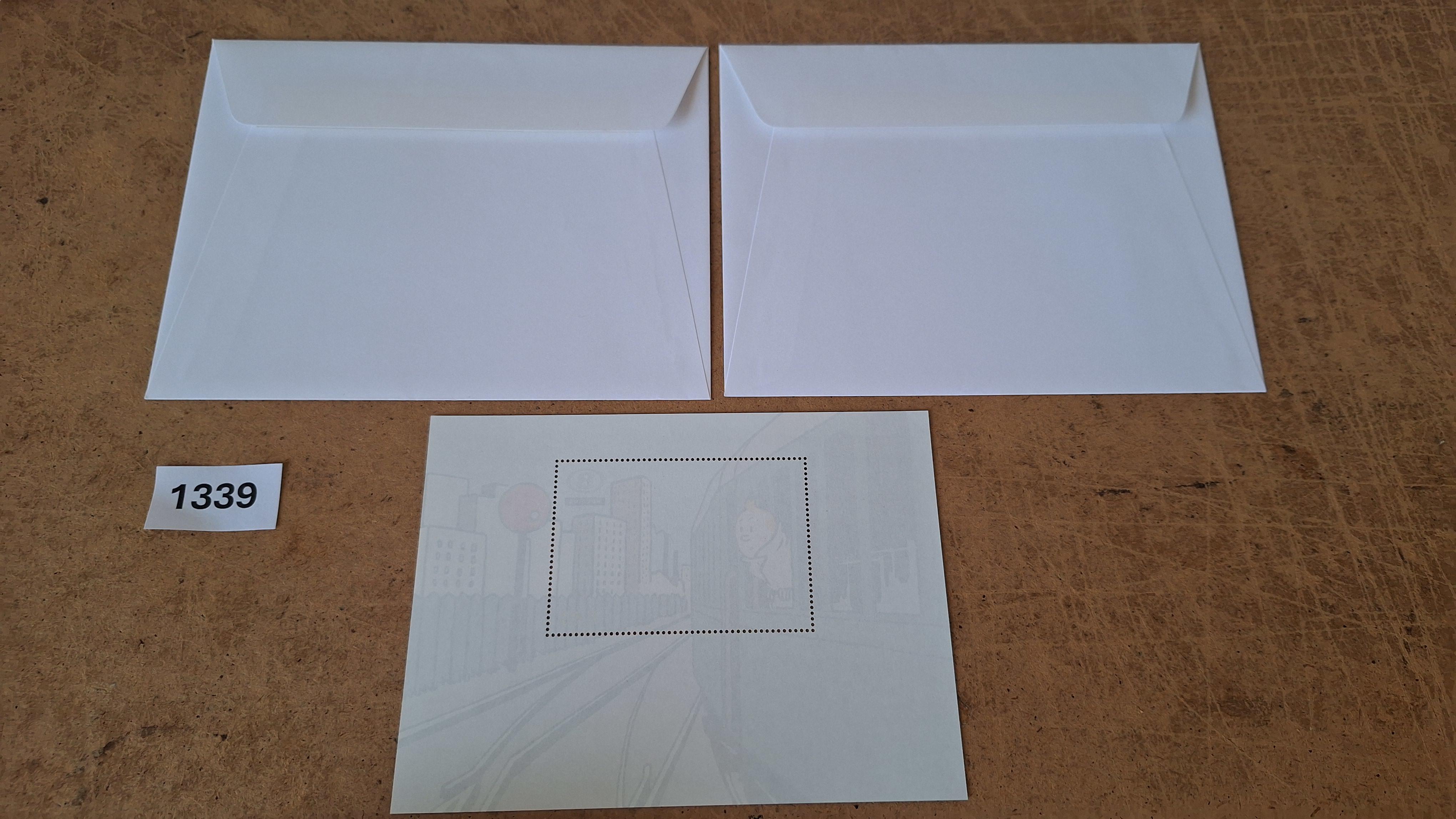 Postzegelblok Kuifje Une vie une œuvre met enveloppen Belgische spoorwegen (3 stuks) – foto 2 – kavel bij Goeiendeal