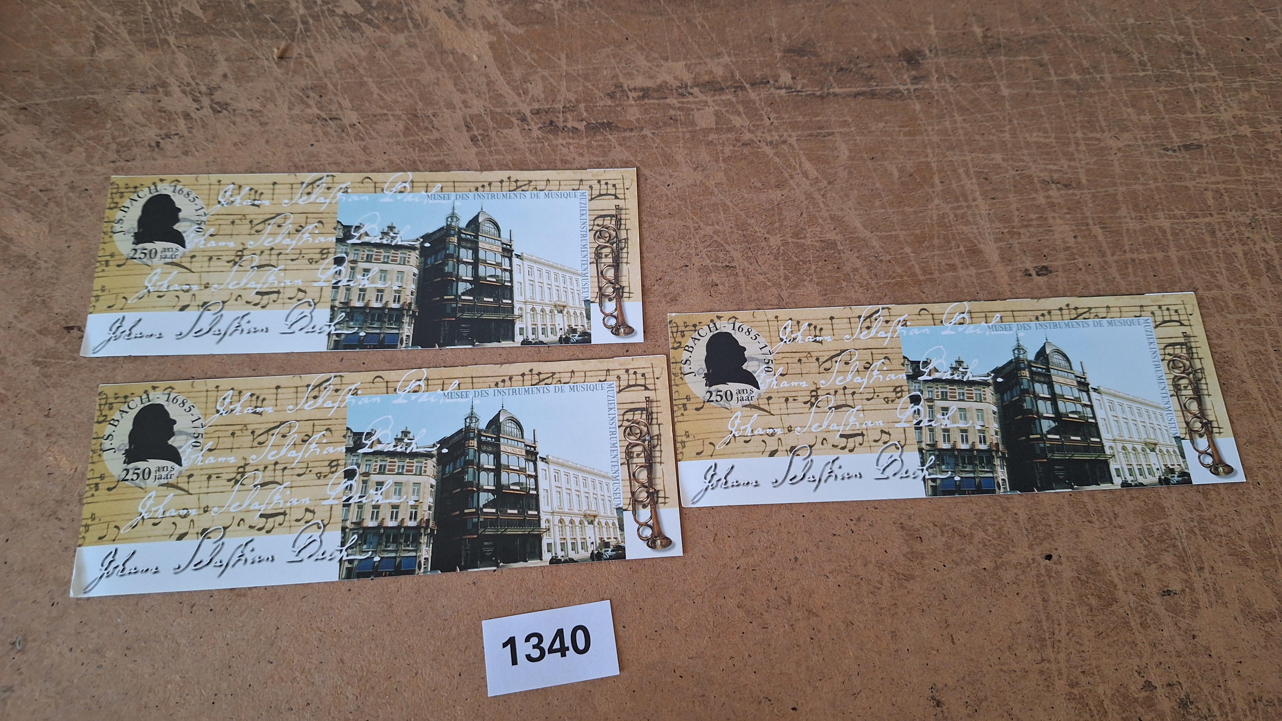 Postzegelstroken Componist Johann Sebastian Bach & Historische instrumenten (3 stuks) – foto 2 – kavel bij Goeiendeal