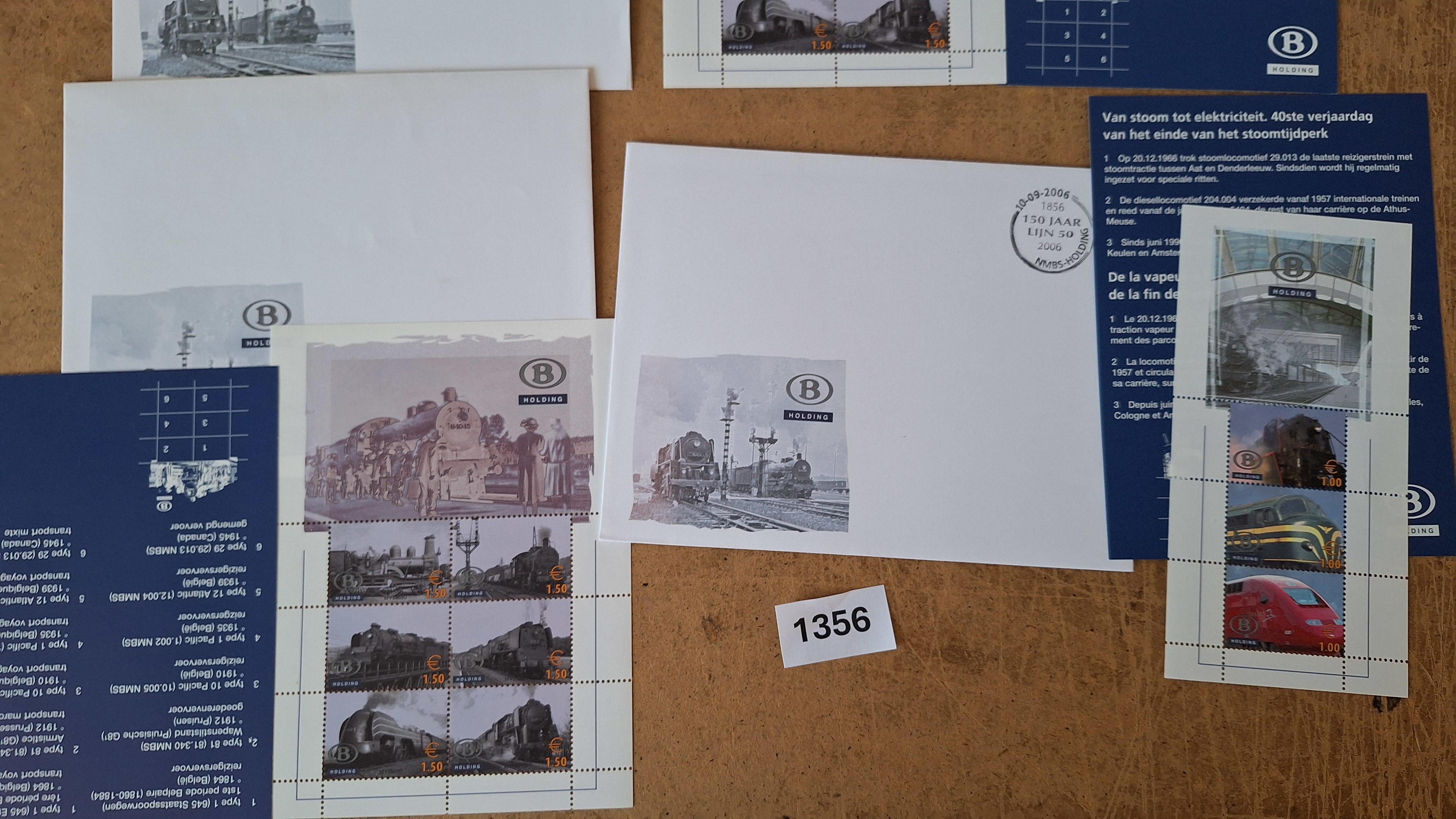 Postzegelblokken, enveloppen en informatiefolders Belgische spoorwegen Van stoom tot elektriciteit – foto 3 – kavel bij Goeiendeal
