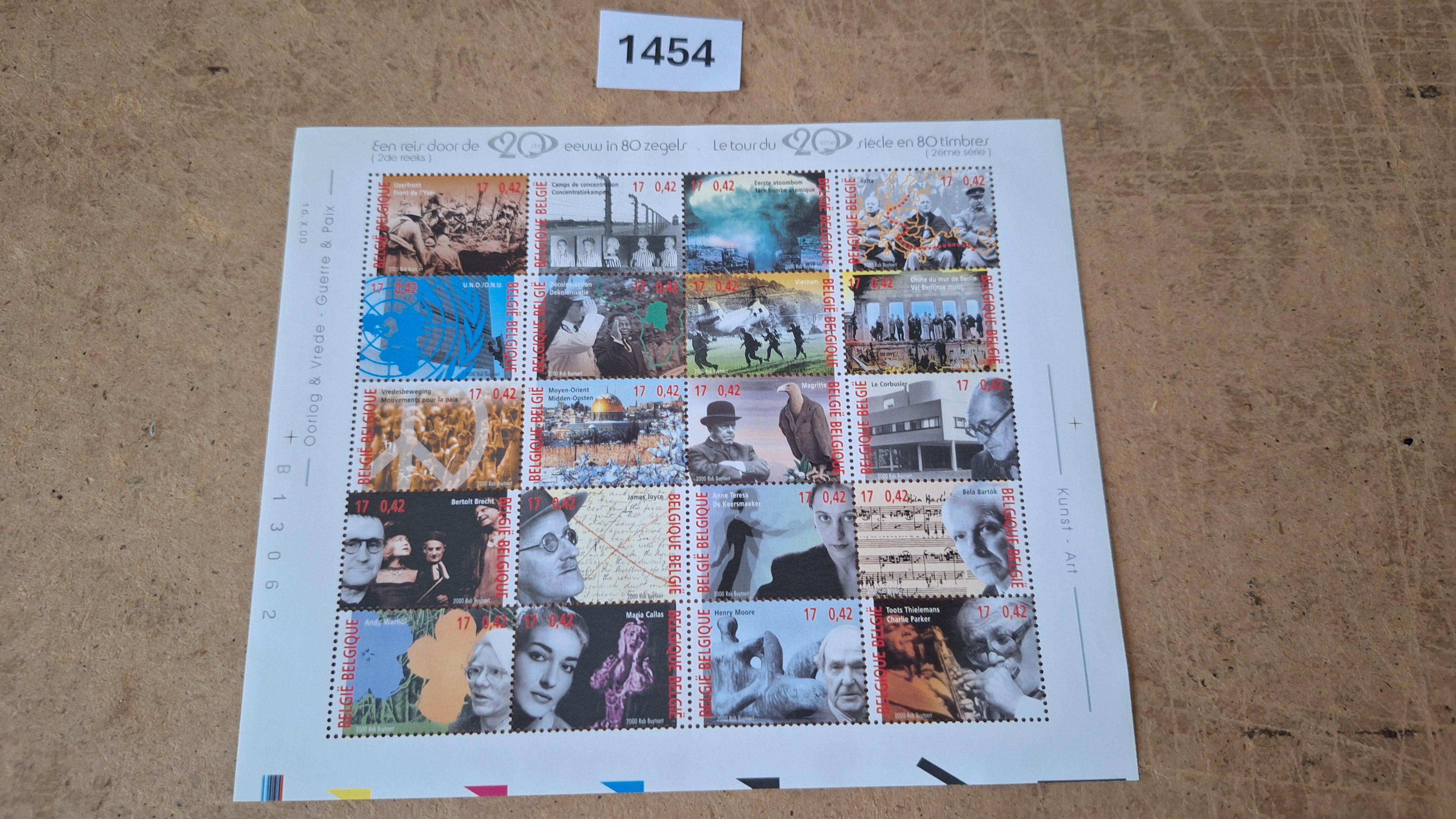 Postzegelvel Een reis door de 20ste eeuw in 80 zegels - Oorlog & Vrede / Kunst & Art – kavel bij Goeiendeal