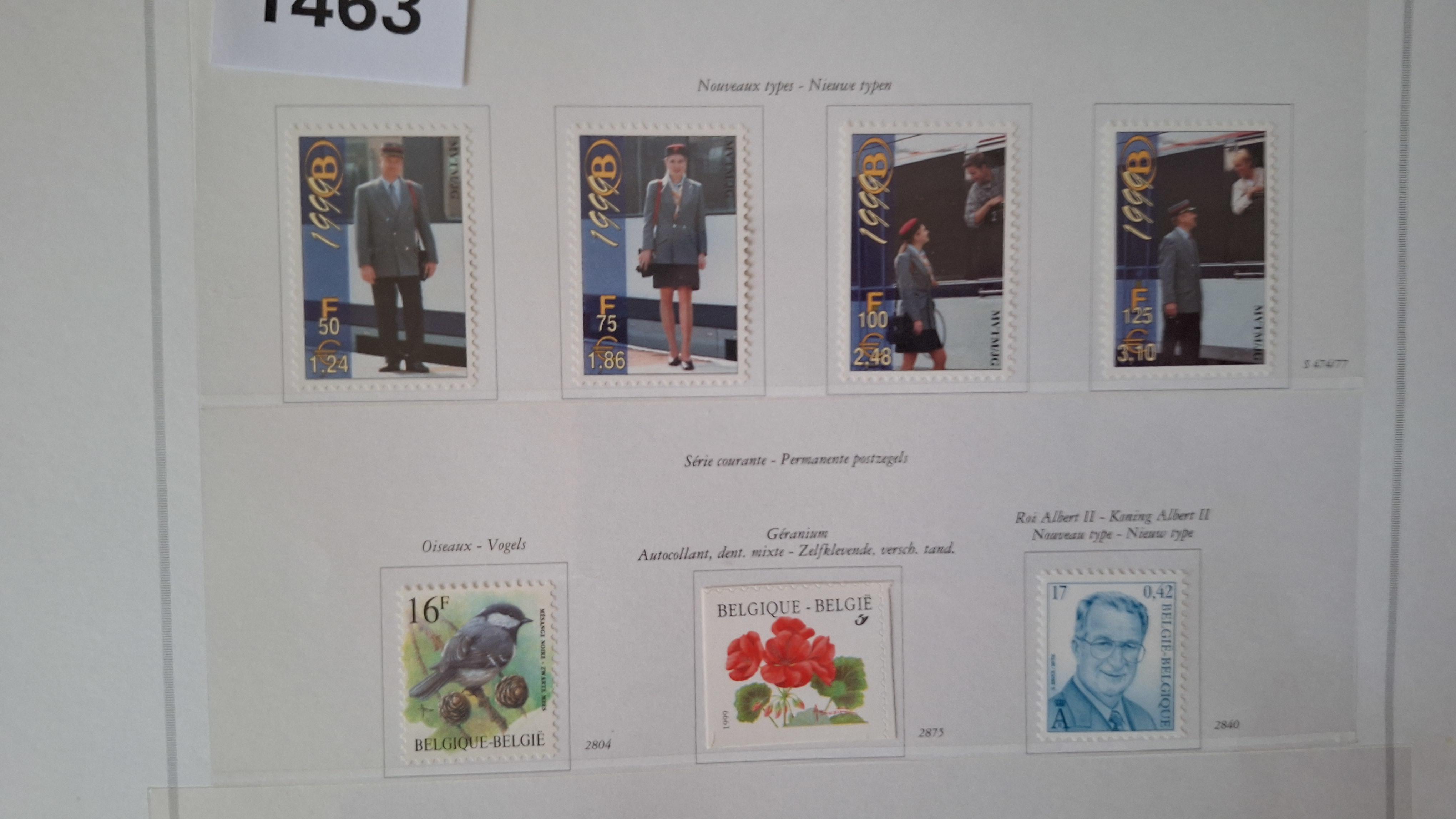 Albumblad met diverse losse postzegels waaronder NMBS spoorwegpersoneel, vogels en wenszegels – foto 2 – kavel bij Goeiendeal