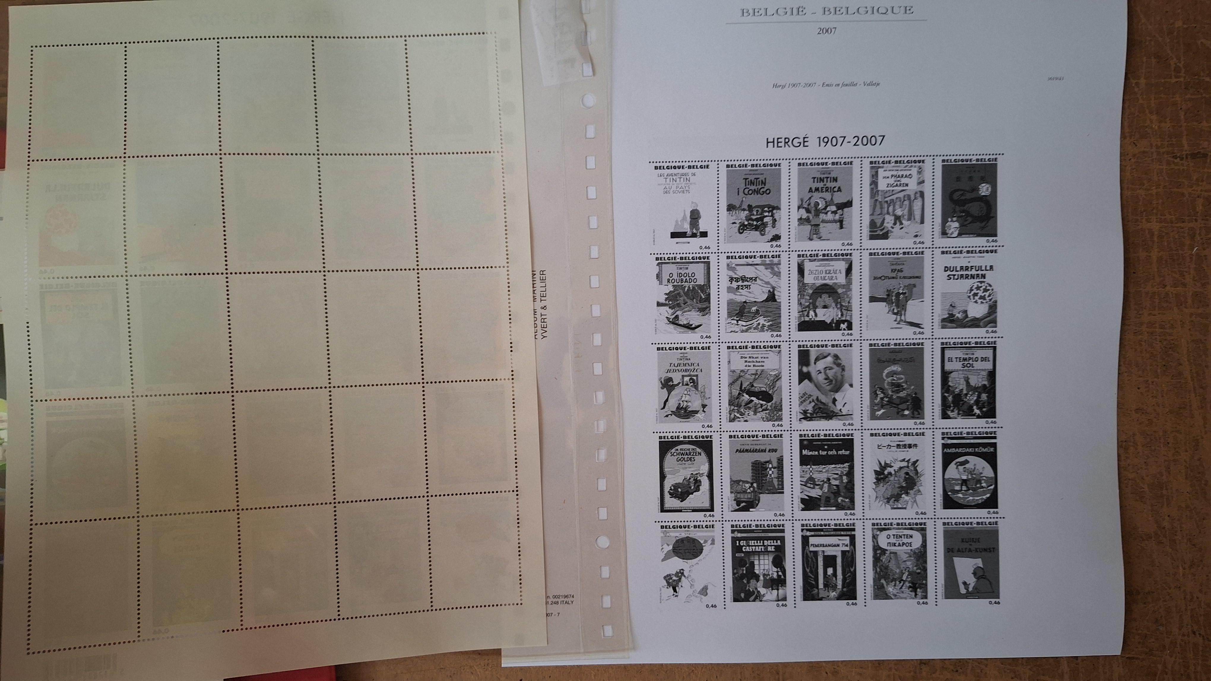 Postzegelvel Hergé 1907-2007 Kuifje albumcovers – foto 2 – kavel bij Goeiendeal