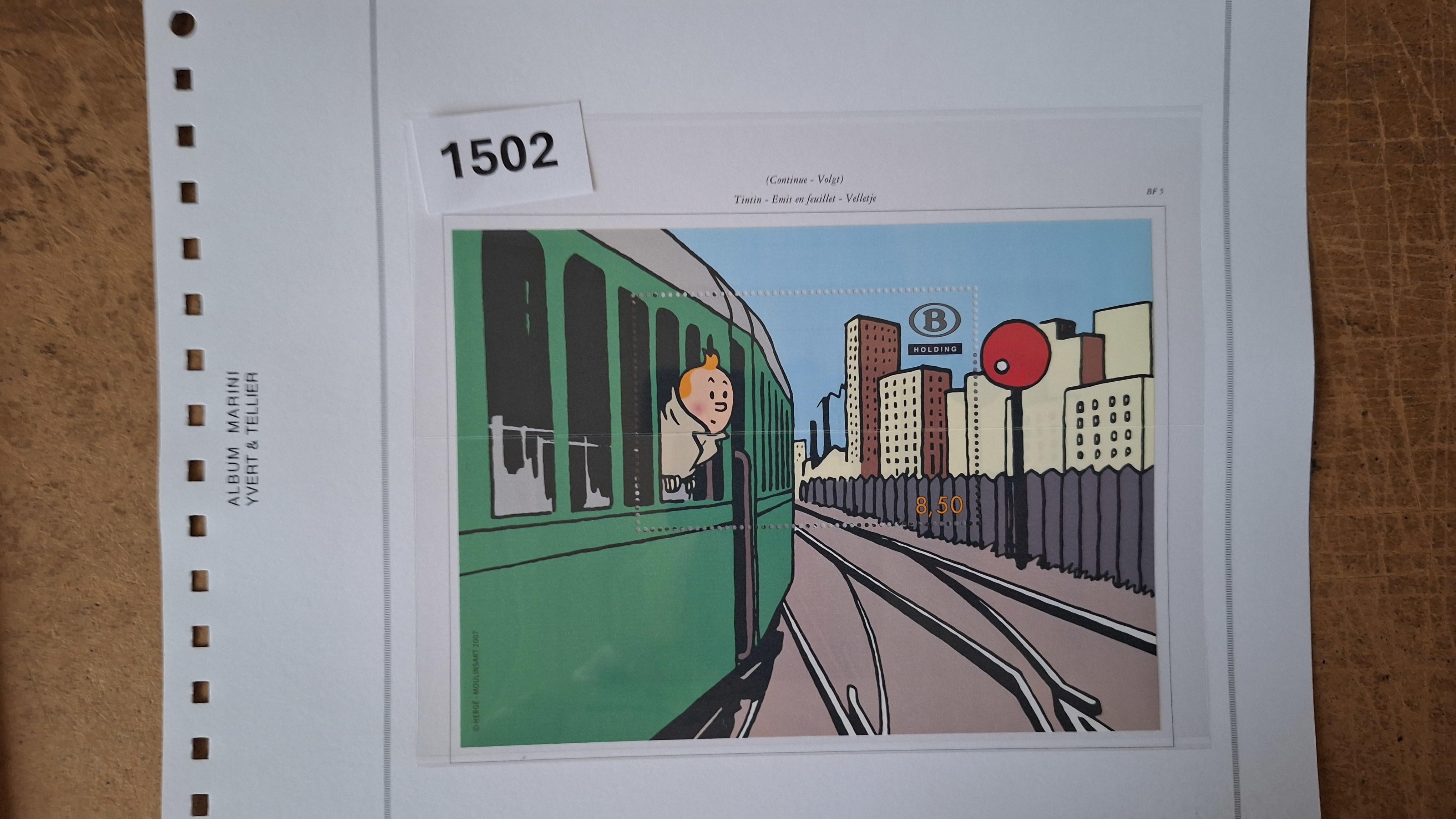 Postzegelblok Kuifje in de tram NMBS – kavel bij Goeiendeal