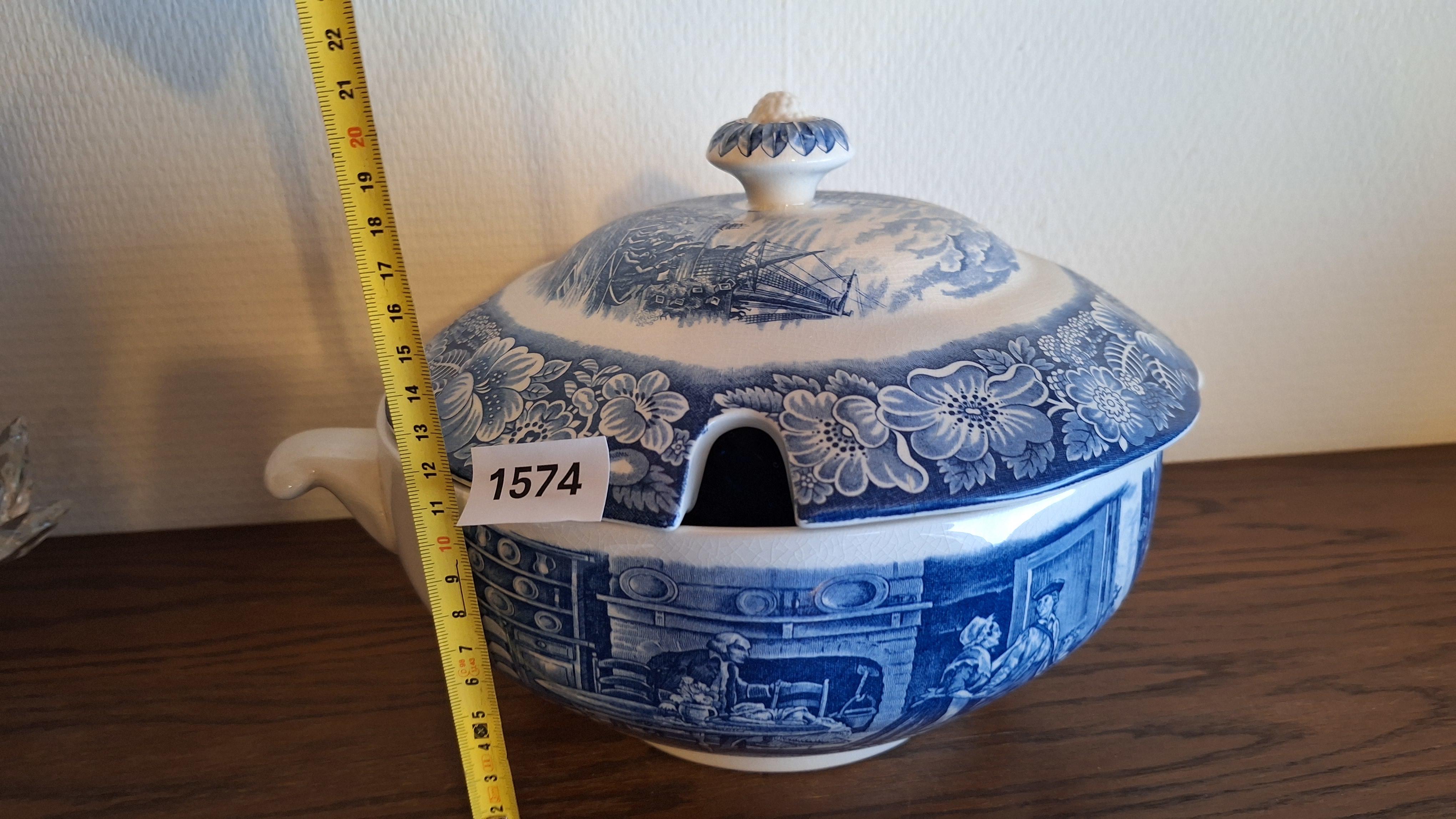 Klassieke soepkom met deksel voorzien van een blauw-wit Oud-Hollands decor – foto 2 – kavel bij Goeiendeal, Houthalen-Helchteren