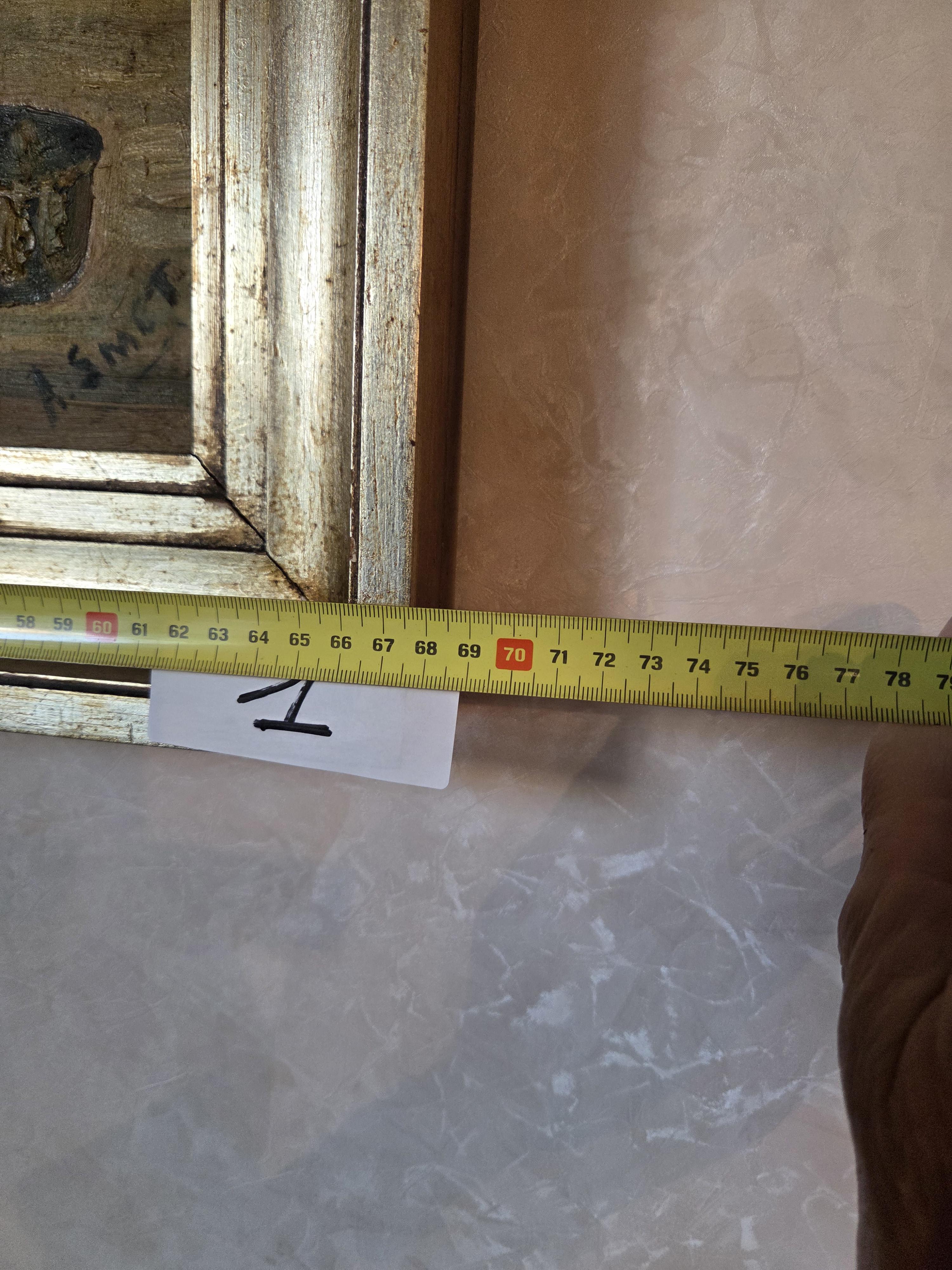 Schilderij, stilleven met bloemenvaas, fles en glas in goudkleurige kader, gesigneerd A. Smet lot 1 – foto 2 – kavel bij Goeiendeal, Jette