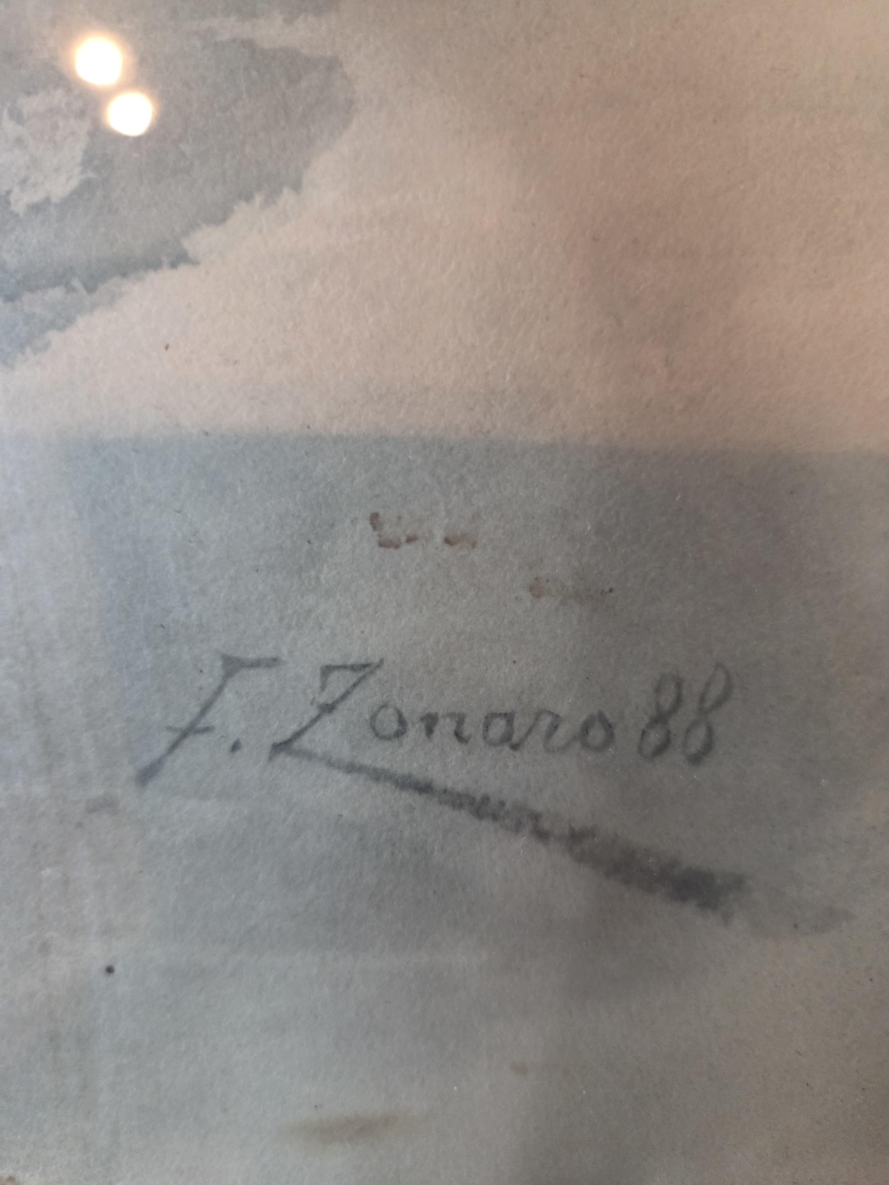 Ingekaderde prent van een staande jonge vrouw met een mand, gesigneerd J. Zonis lot 29 – foto 2 – kavel bij Goeiendeal, Jette