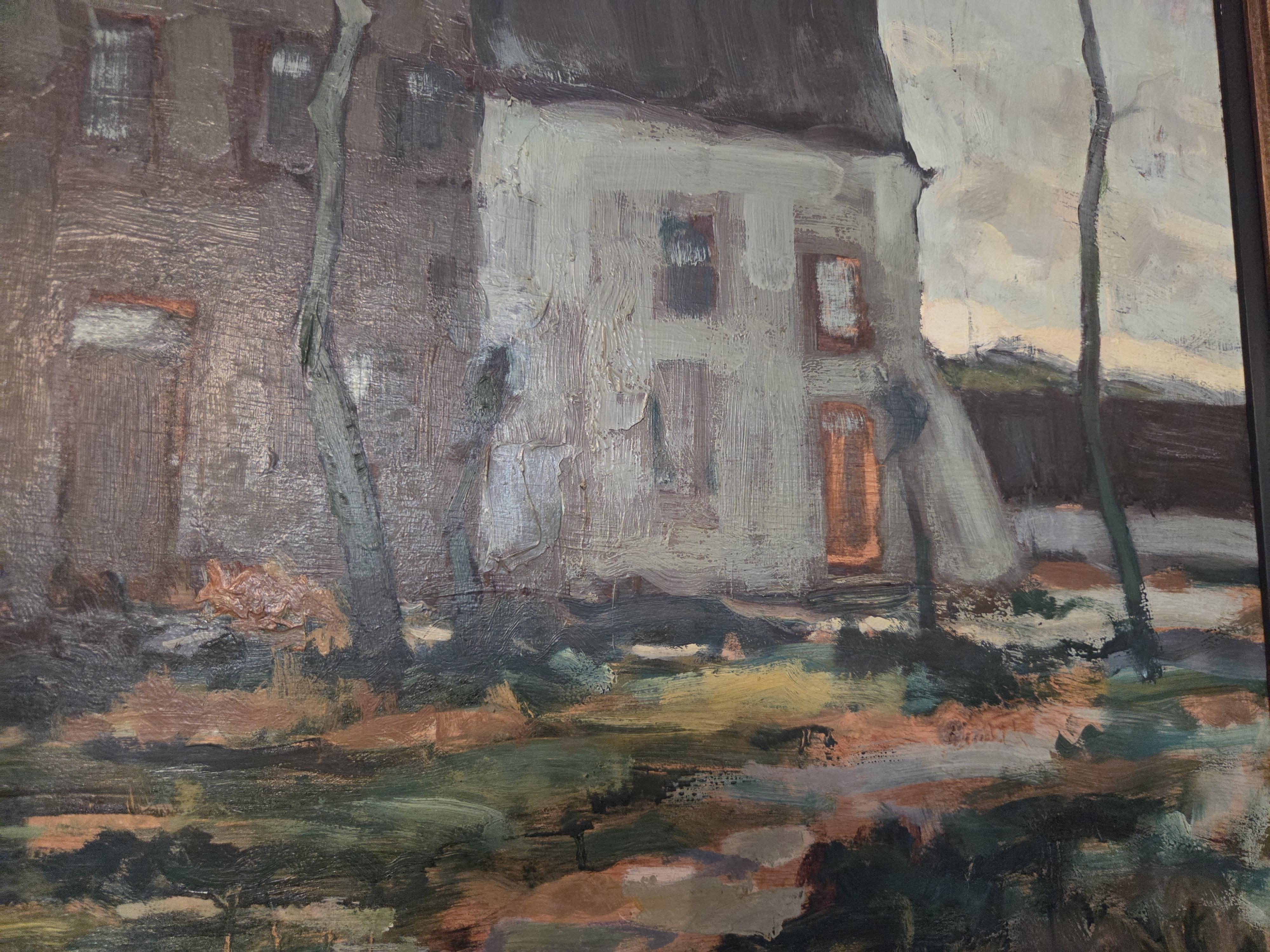 Schilderij, landschap met een hoeve / landhuis in goudkleurige kader, gesigneerd J. Verbruggen lot 37 – foto 4 – kavel bij Goeiendeal, Jette
