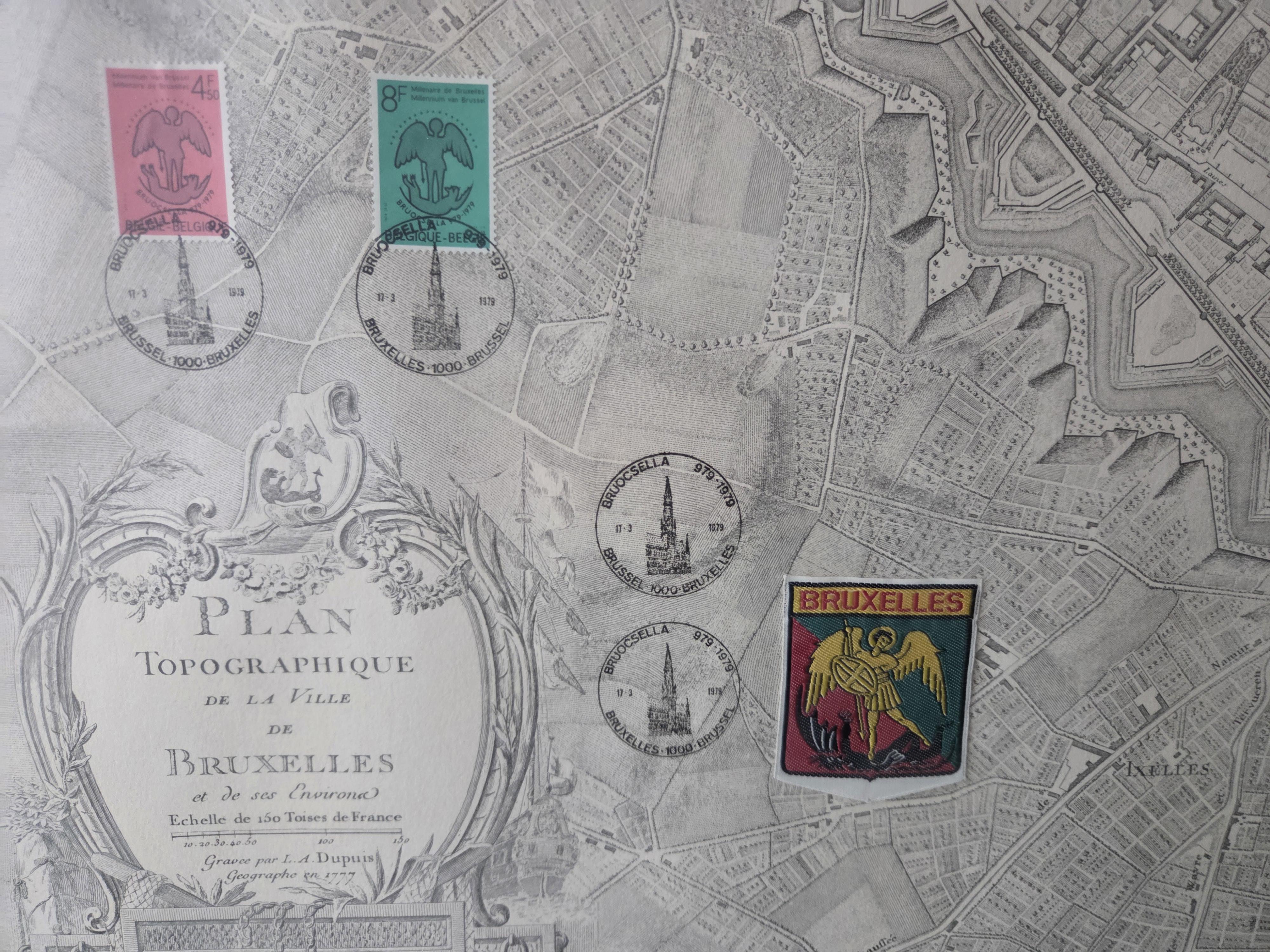Ingekaderde historische stadskaart van Brussel "Plan Topographique de la Ville de Bruxelles" lot 62 – foto 3 – kavel bij Goeiendeal, Jette