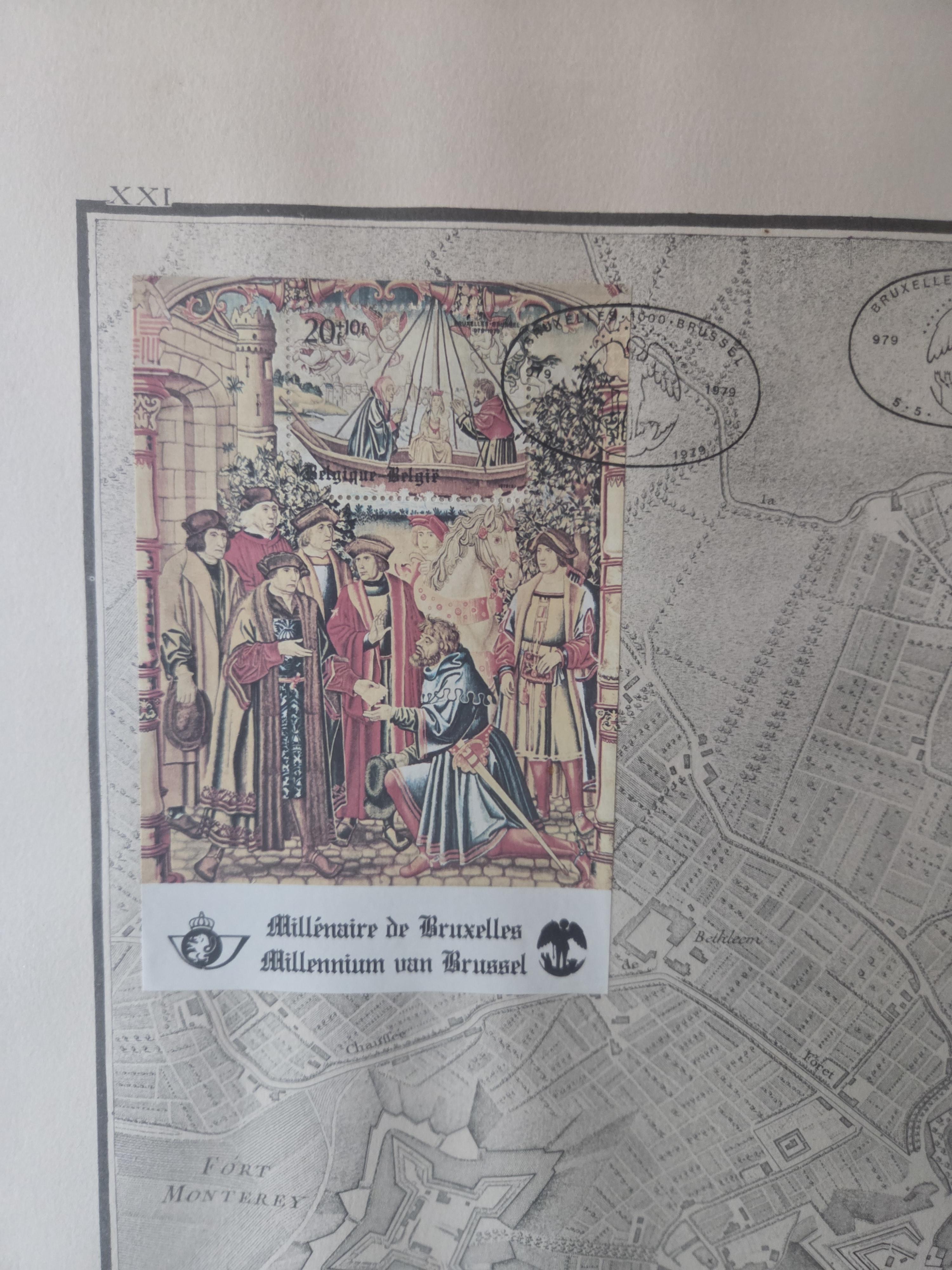 Ingekaderde historische stadskaart van Brussel "Plan Topographique de la Ville de Bruxelles" lot 62 – foto 4 – kavel bij Goeiendeal, Jette