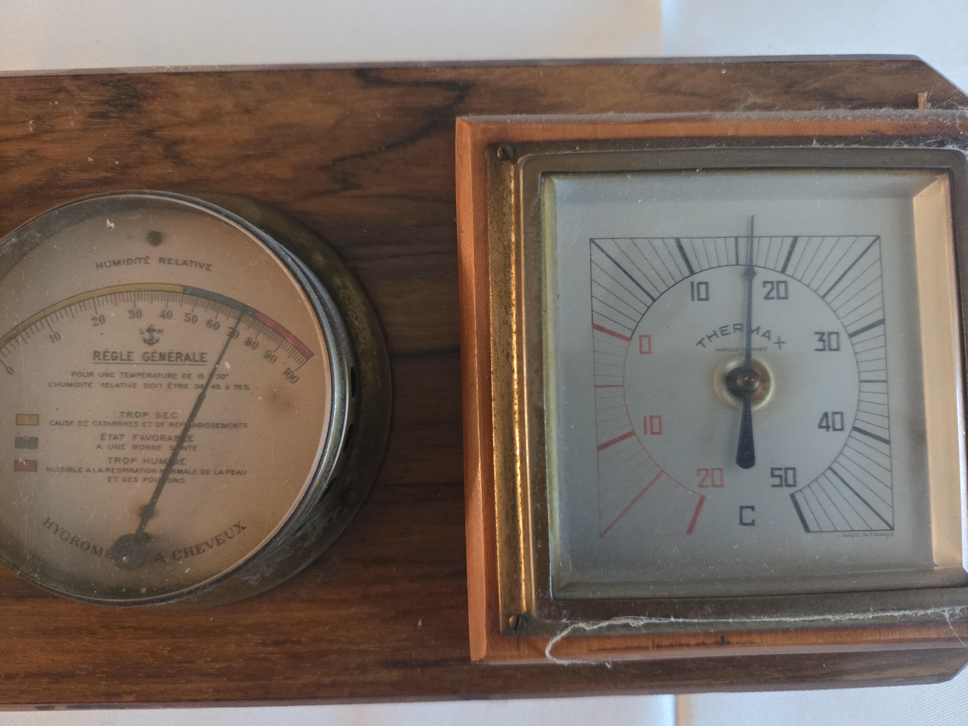 Wandweerstation met barometer, hygrometer en thermometer op houten basis – Lot 98 – foto 2 – kavel bij Goeiendeal, Jette