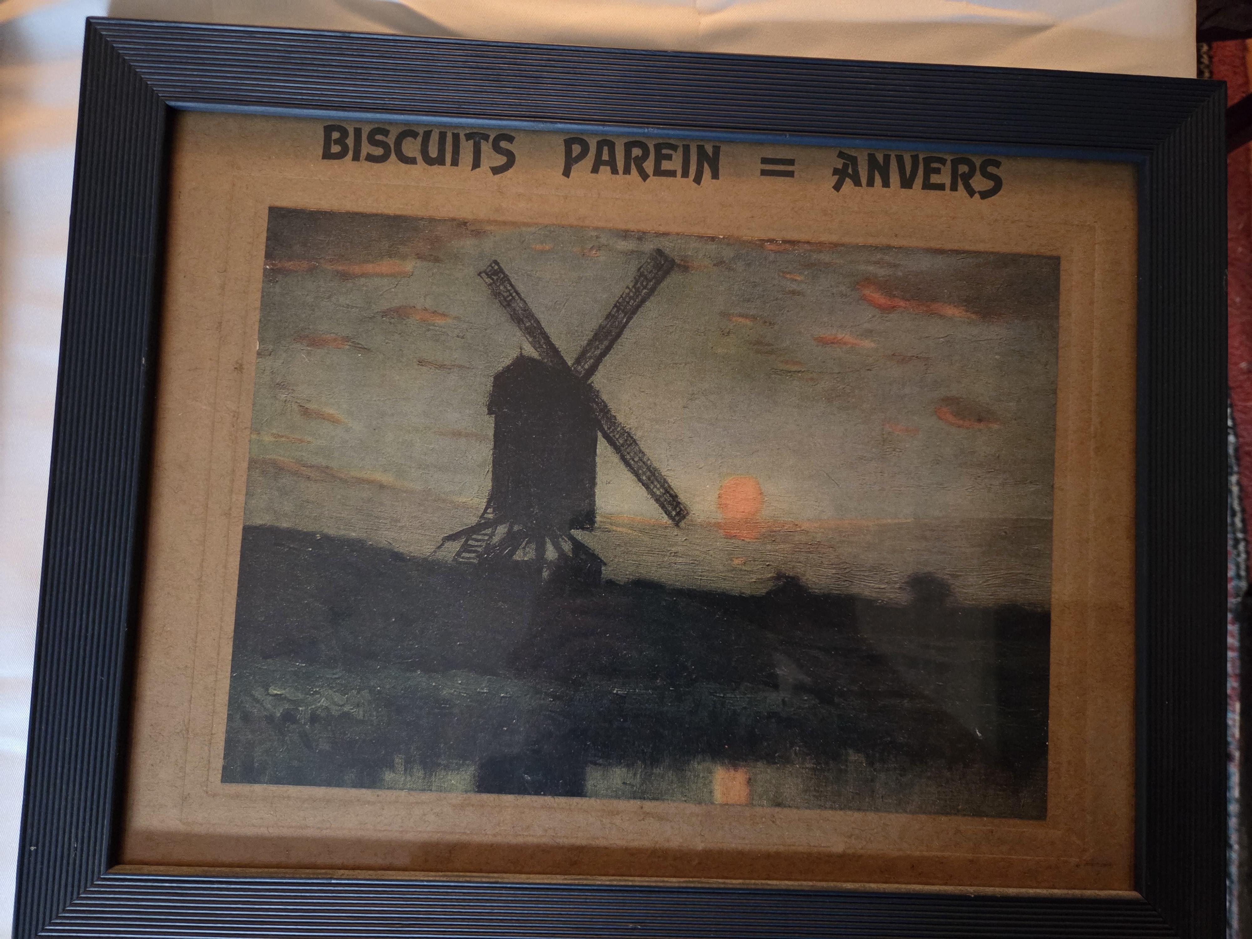 Ingelijste prent van Parijs met gezicht op de Moulin Rouge en het naastgelegen theater Cyrano, gesigneerd Georges B. – Lot 128 – foto 4 – kavel bij Goeiendeal, Jette