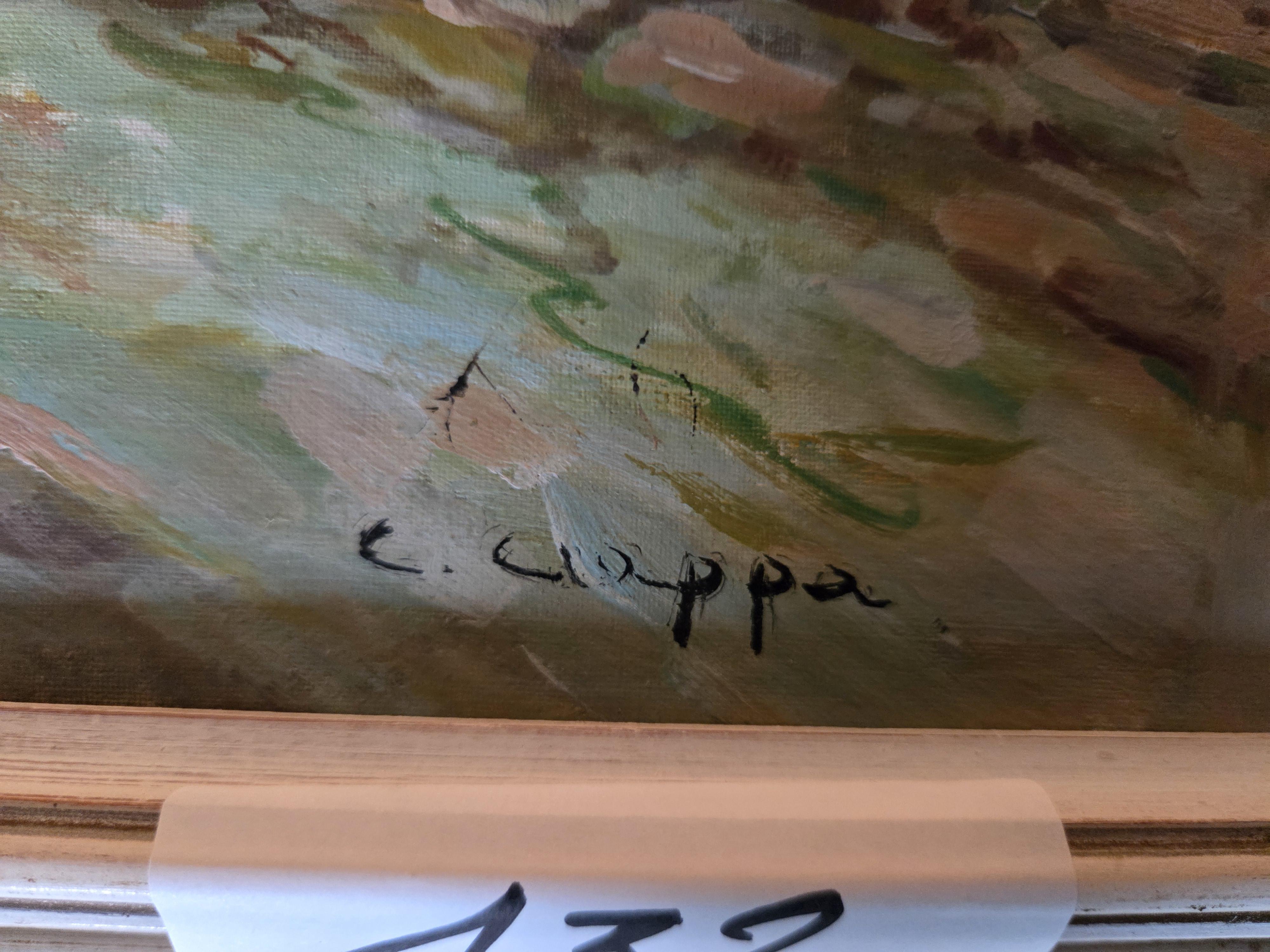 Schilderij van een kustlandschap met vissersboten op het strand en rotspartijen in zee, gesigneerd C. Cappa – Lot 132 – foto 4 – kavel bij Goeiendeal, Jette