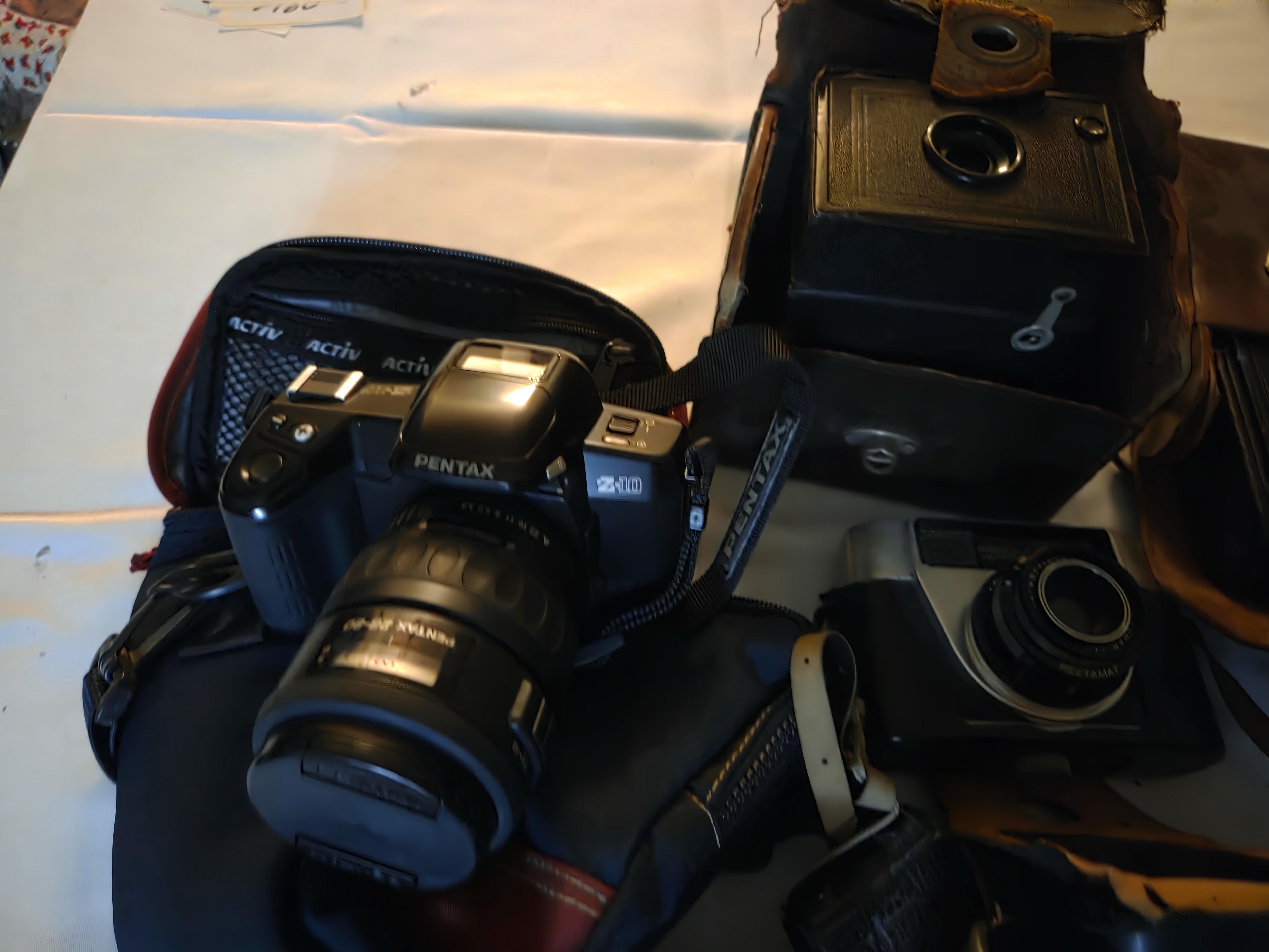 Grote verzameling vintage fototoestellen en camera's, waaronder diverse analoge modellen, boxcamera's en bijbehorende lederen draagtassen – Lot 161 – foto 2 – kavel bij Goeiendeal,